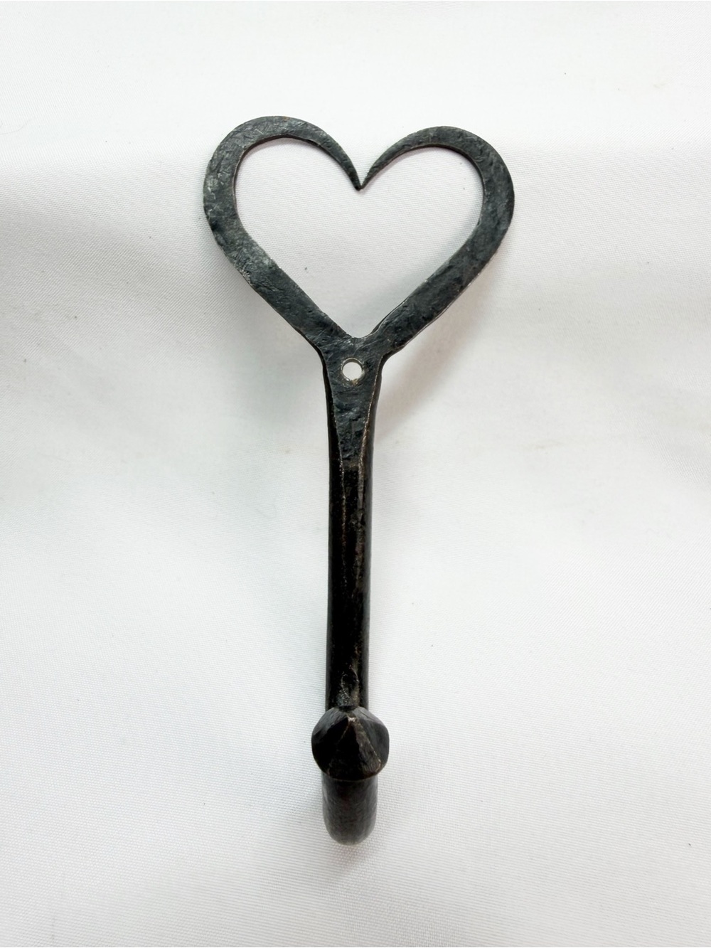 Vintage Iron Metal Heart Brutalist Art Wall Hook